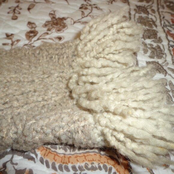 Amano Artesanias Chunky Knit Hooded Cardigan Zip Closure Pockets Beige/Cream M-L - Picture 7 of 11